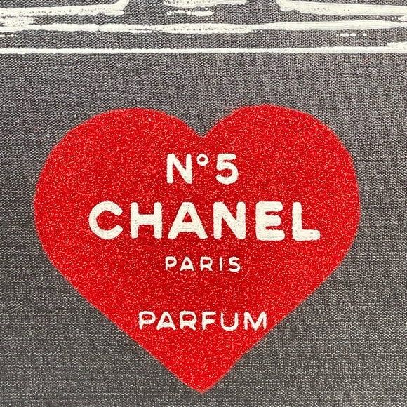 ‘I Love Chanel’ NO.5 Art Giclee Canvas Print Signed Shane Bowden Red Glitter 20” - Picture 3 of 16